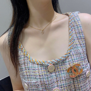 Chanel Large CC Logo Brooch Orange