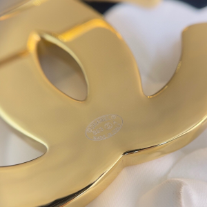 Chanel Large CC Logo Brooch White