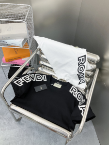 Fendi Roma Cotton T Shirt Black