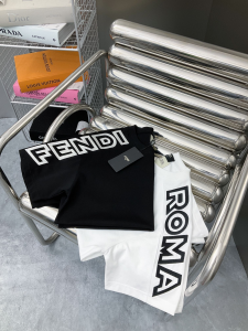Fendi Roma Cotton T Shirt Black