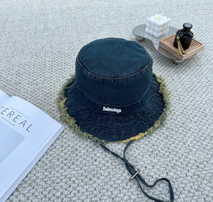 Balenciaga Denim Blue Canvas Bucket Cap Hat