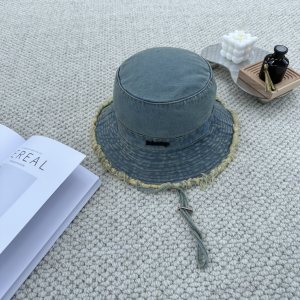Balenciaga Denim Blue Canvas Bucket Cap Hat