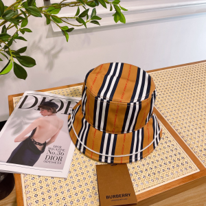 Burberry Beige White Canvas Bucket Hat