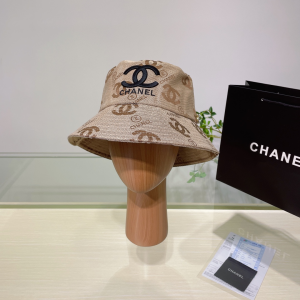 Chanel CC Logo Cotton Bucket Hat Beige