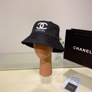 Chanel CC Logo Cotton Bucket Hat Black