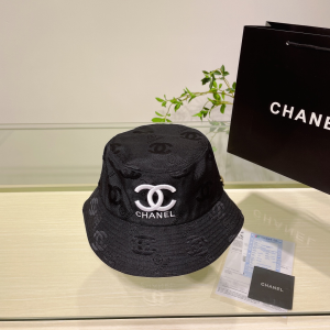 Chanel CC Logo Cotton Bucket Hat Black
