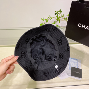 Chanel CC Logo Cotton Bucket Hat Black