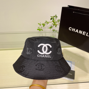 Chanel CC Logo Cotton Bucket Hat Black