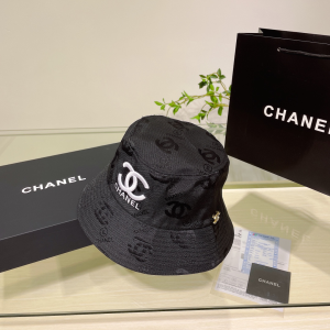 Chanel CC Logo Cotton Bucket Hat Black