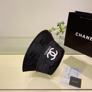 Chanel CC Logo Cotton Bucket Hat Black
