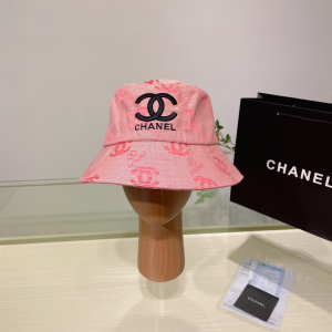 Chanel CC Logo Cotton Bucket Hat Pink