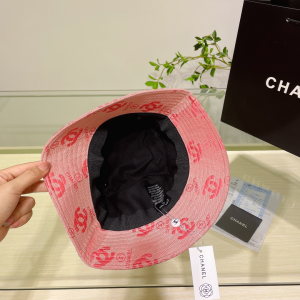 Chanel CC Logo Cotton Bucket Hat Pink