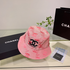 Chanel CC Logo Cotton Bucket Hat Pink
