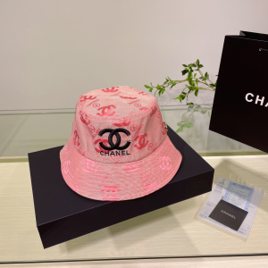 Chanel CC Logo Cotton Bucket Hat Pink
