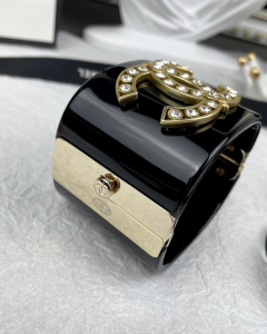 Chanel Crystal CC Black Bracelet