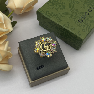 Gucci Double G Crystal Flower Rings