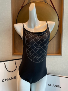 Chanel CC Logo One Piece Swimsuit Black