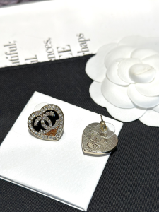 Chanel Crystal CC Heart Earrings
