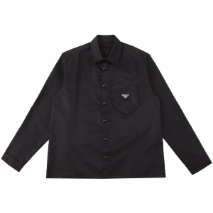 Prada Mens Black Re Nylon Snap Button Up Shirt Prada Mens Black Re Nylon Snap Button Up Shirt