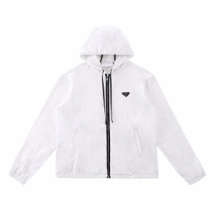 Prada Terrycloth Blouson Hooded Jacket White Prada Terrycloth Blouson Hooded Jacket White