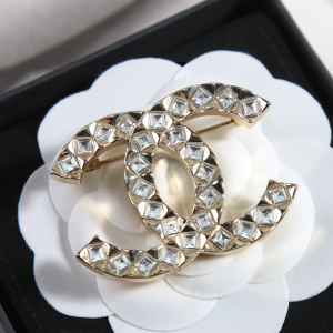 Chanel Crystals CC Logo Brooch