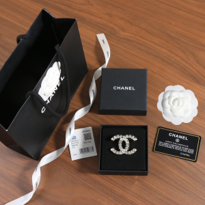 Chanel Crystals CC Logo Brooch