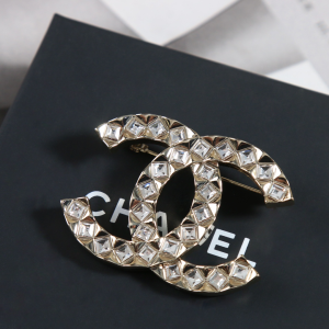 Chanel Crystals CC Logo Brooch
