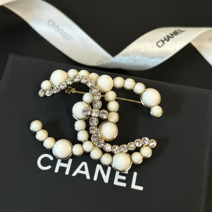 Chanel Diamond and Pearl CC Logo Brooch