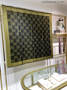 Gucci GG Silk Shawl Scarf Black