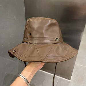 Dior Leather Rainhat Bucket Hat Brown
