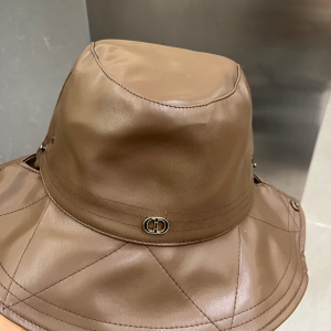 Dior Leather Rainhat Bucket Hat Brown