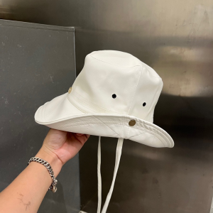 Dior Leather Rainhat Bucket Hat White