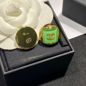 Chanel CC Log Square Earrings Green