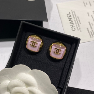 Chanel CC Log Square Earrings Pink