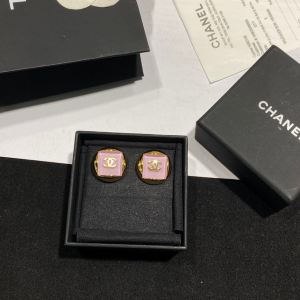 Chanel CC Log Square Earrings Pink