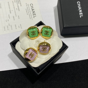 Chanel CC Log Square Earrings Pink