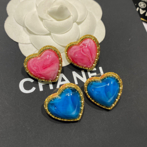 Chanel Crystal Heart Earrings Blue
