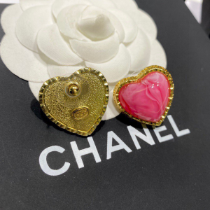 Chanel Crystal Heart Earrings Pink