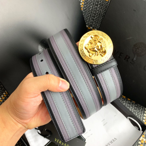 Versace Barocco Medusa Leather Belt Gray Purple 40MM Versace Barocco Medusa Leather Belt Gray Purple 40MM