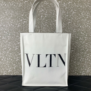 Valentino VLTN Soft Calfskin Shopping Tote Bag White Valentino VLTN Soft Calfskin Shopping Tote Bag White