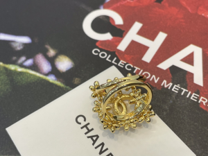 Chanel Gold CC Flowers Rings