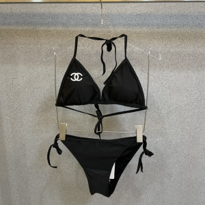 Chanel CC Logo Swimsuit Bikini Black
