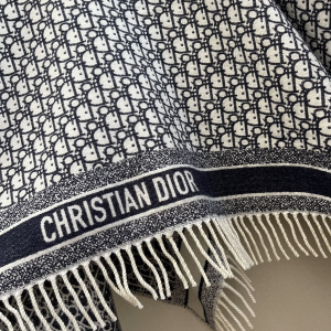 Dior Oblique Navy Blue Cashmere Poncho