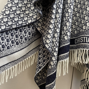 Dior Oblique Navy Blue Cashmere Poncho