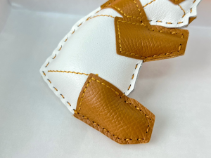 Hermes Panda Leather Bag Charm White Brown