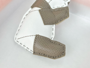 Hermes Panda Leather Bag Charm White Gray