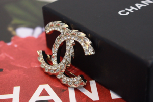 Chanel Crystal CC Logo Brooch