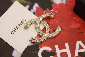Chanel Crystal CC Logo Brooch