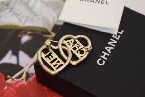 Chanel Crystals Double Heart Brooch