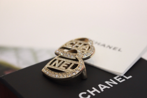 Chanel Crystals Double Heart Brooch